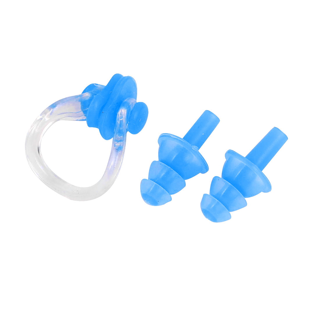 Blue Swimming Diving PVC Nose Clip Earplugs w Plastic Case 
