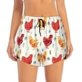 thumbnail image 4 of Lsque Colorful Flower Chickens Printed Women's Running Shorts with Liner Pockets,Elastic Quick Dry Workout Athletic Gym Yoga Shorts,Womens High Waist Shorts-X-Large, 4 of 9