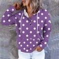 thumbnail image 2 of Pxxlle Womens Hoodie Sweatshirts Fashion Polka Dot Graphic Hoodies Fall Long Sleeve Hooded Pullovers Casual Drawstring Sweatshirt with Pockets Purple XL, 2 of 4