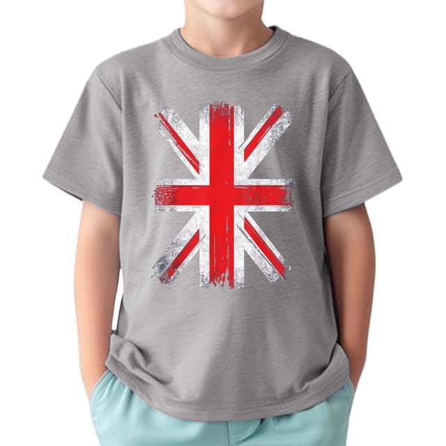 TAIAOJING T-Shirts Polyvalents Garçon Fille Impression Manches Courtes Col Rond T-Shirts Haut Drapeau Vintage pour Nourrisson à Adolescent Coupe Décontractée Léger Tenue Quotidienne