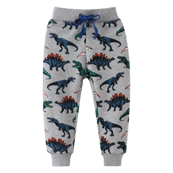 Odeerbi 2-8 Años Para Niños Pantalones de Algodón Entrenamiento de Estampado de Dinosaurio Athletic Sports Jogger Pantalones de Primavera Bordados Joggers