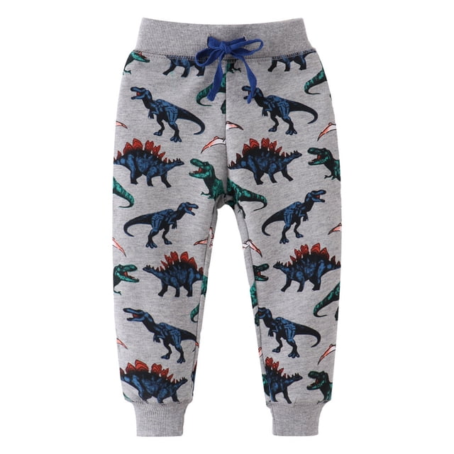WRKEKC Girls Sweatpants Floral Print Drawstring Elastic Waist Solid Color Cuffed Hem Soft Stretchy Comfy Spring Fall Pants for Toddlers 2-8 Years