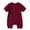 Red, variant on ZAXARRA Newborn Baby Short Sleeve Jumpsuit Solid Color Knit Rib O Neck Button Romper