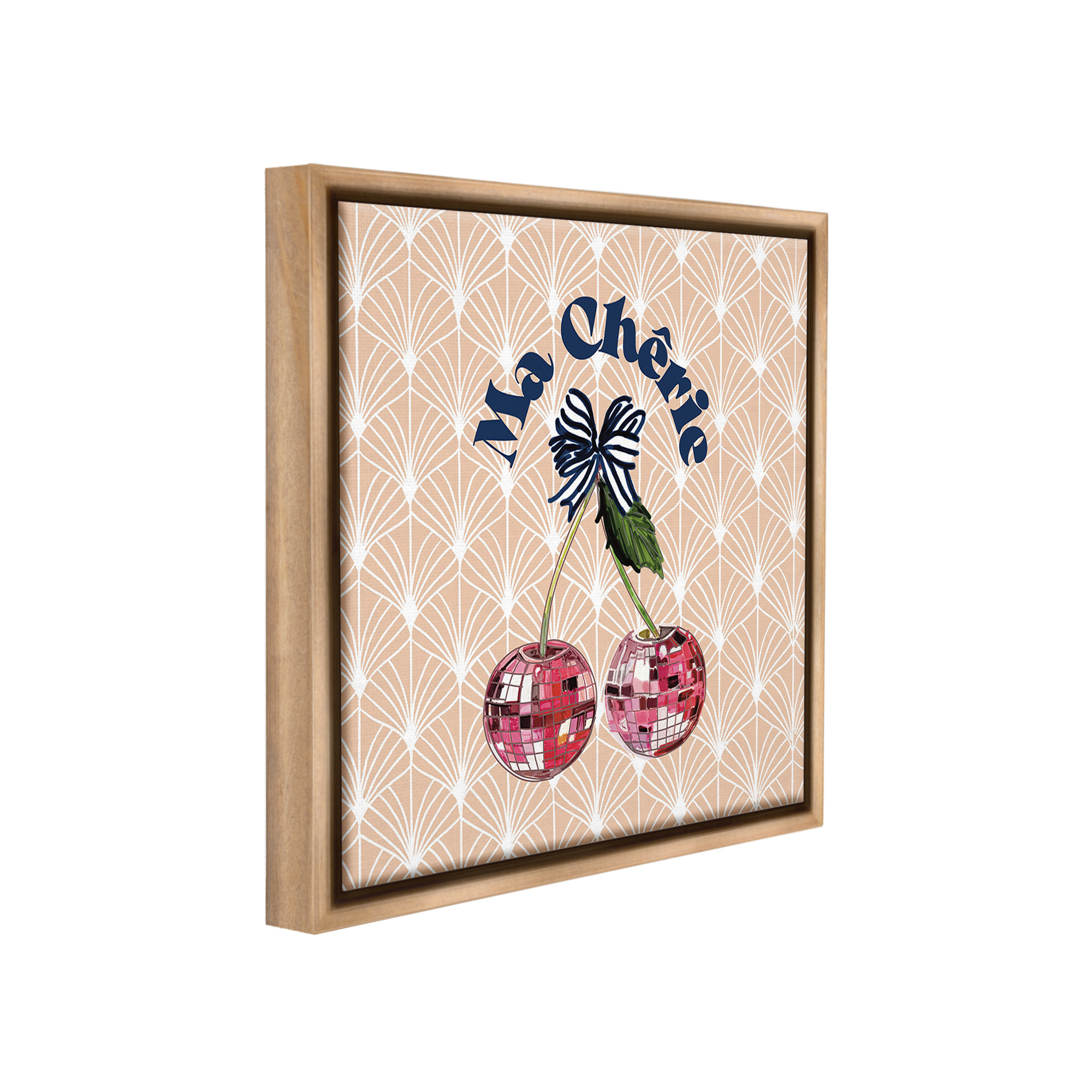 Stupell Industries Botanical Patterned Cherries Food & Beverage Painting Brown Floater Framed Canvas Art Print Wall Art, 18 x 18