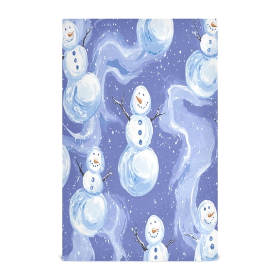 WOBOGO Illustration Of Snowmen on Lavender Background Kitchen Towel 1 Piece Large Cotton Dishcloth Premium Absorbency Set with Hanging Loop