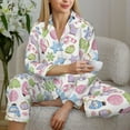 thumbnail image 6 of KLL Pastel Christmas Cookies Print Women's Long Sleeve Pajamas with Pants Sleepwear Loungewear 2 Set-XX-Large, 6 of 8
