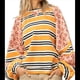 thumbnail image 2 of Sudadera con Cuello Redondo y Estampado Floral A Rayas con Bloques de Color para Mujer, Estilo Y2K Color Naranja S, 2 of 8