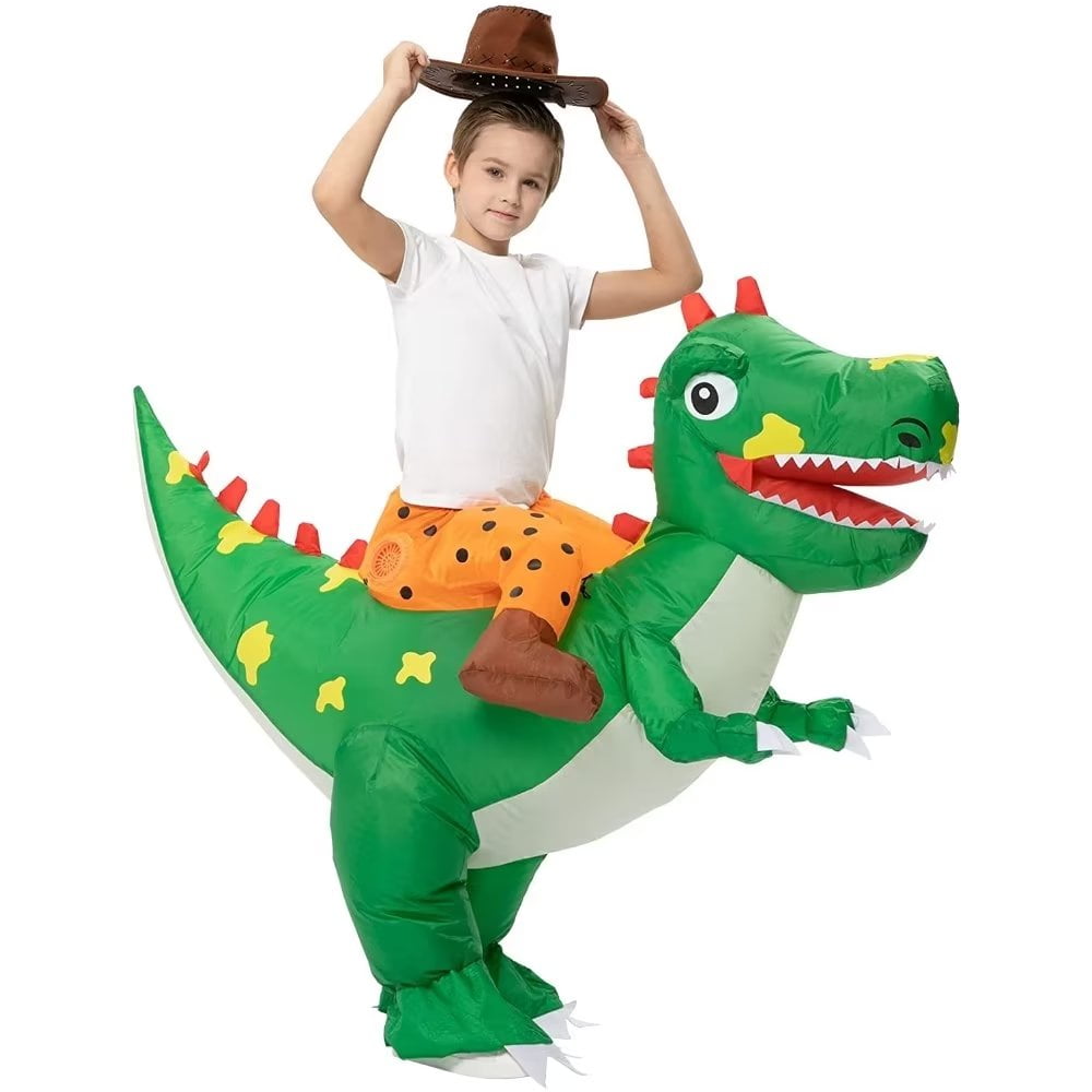 Inflatable Costume Kids, Inflatable Costume Dinosaur, Riding a TRex