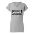 thumbnail image 2 of I Turn Woods Into Things Superpower Woodworker Pop Culture Women's Standard V-Neck Tee, Heather Grey, Small, 2 of 3