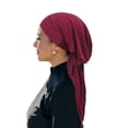 thumbnail image 3 of Lumtrix Pre-Tied Headwrap for Women Slip On Turban Cancer Head Scarf Sleep Hair Cover Bandana Cap Red One Size, 3 of 4