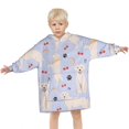 thumbnail image 3 of Golden Retriever Dog with Cherry and Rainbow Blanket Hoodies for Kids 6-13YR Oversize Wearable Blanket Hoodies for Boys Girls Teens, 3 of 7