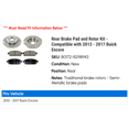 thumbnail image 2 of Rear Brake Pad and Rotor Kit - Compatible with 2013 - 2017 Buick Encore 2014 2015 2016, 2 of 2