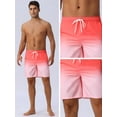 thumbnail image 4 of DARING DIVA Men's Gradient Color Drawstring Elastic Waist Lining Swimming Trunks 30 Pink, 4 of 6