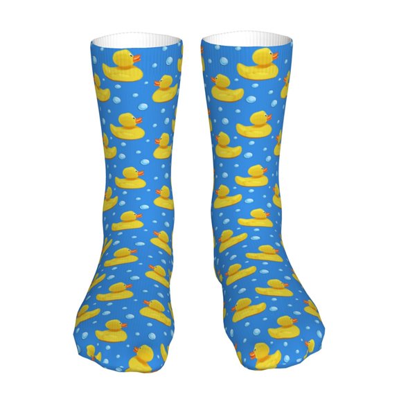 Uemuo Cute Yellow Rubber Ducks for 16in Socks, Cotton Socks Sports Socks Knee High Socks Comfortable Socks For Men, Women
