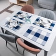 thumbnail image 2 of Blue Buffalo Plaid Placemats Set of 4, Linen Checkered Double Layer Placemat Kitchen Table Mats, Waterproof Heat Resistant Durable Cloth Place Mats 13 x 19 Inches (Navy Blue and White), 2 of 5
