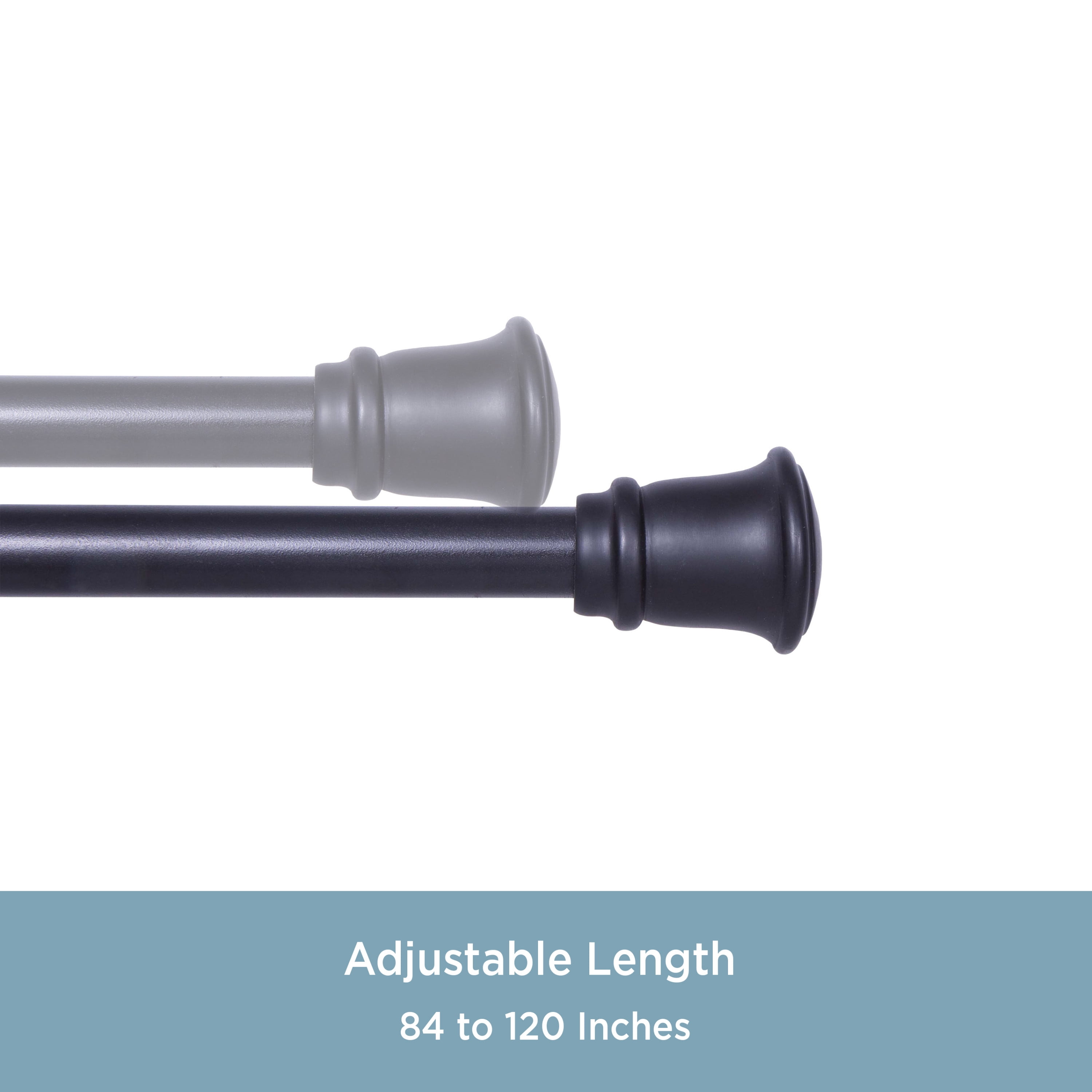 Trumpet 84-120 in. Decorative Curtain Rod & Holdback Set, 5/8 in. Diameter