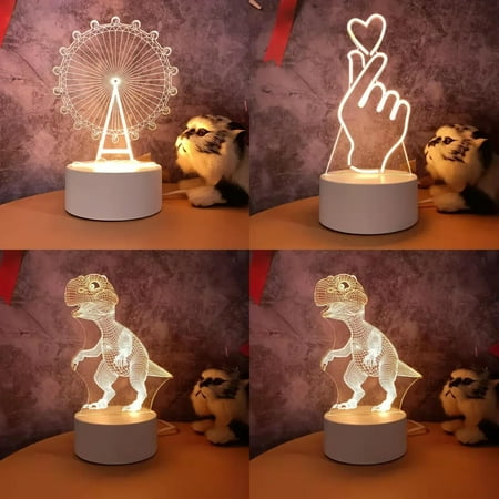 

WAGZOQN 3D Lamp Acrylic LED Night Lights Dinosaur Child Night Light Led Bedroom Decoration Christmas Decor Wedding Party Favors