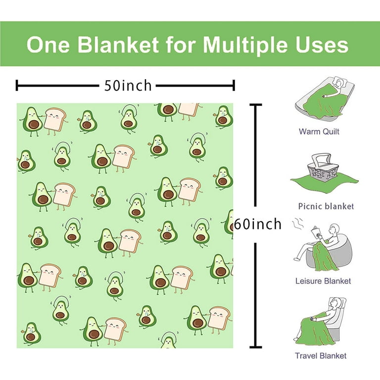 Avocado Blanket Cute Cartoon Avocado Toast Throw Blanket Avocado in Fitness Throws Avocado Stuff Gifts for Women Walmart