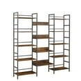 thumbnail image 3 of Triple Wide 5-Shelf Bookcase, BUG HULL Industrial Vintage Wood Style Large Open Bookshelves for Home & Office, Brown, 3 of 7
