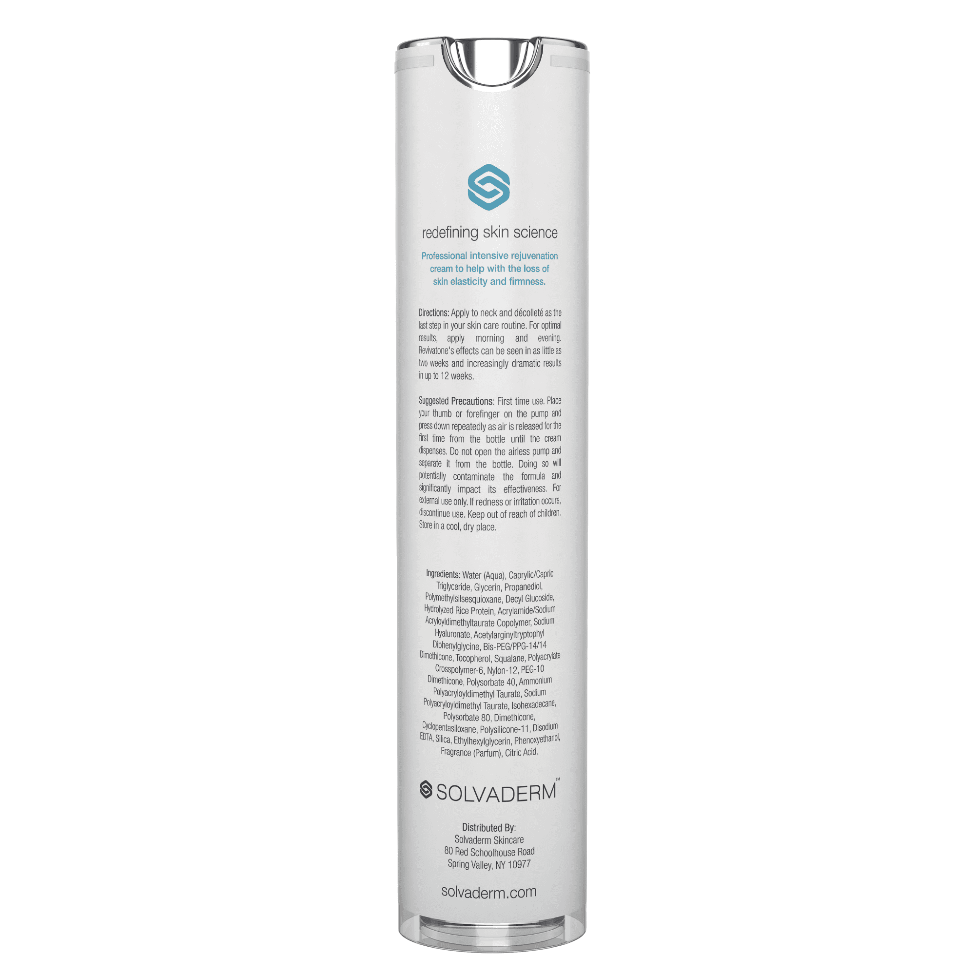 Solvaderm Revivatone - Intensive Neck and Chest Repair Complex with a Dual-Peptide Blend - Repairs Damage & Enhances Resilience - Tightening & Firming Skin - 1.7 fl oz (50ml)