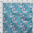 thumbnail image 3 of oneOone Cotton Flex Teal Blue Fabric Check Patchwork Quilting Supplies Print Sewing Fabric By The Yard 40 Inch Wide, 3 of 6