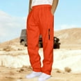 thumbnail image 4 of COSFO Mens Sweatpants Baggy with Pockets Orange Open Bottom Oversize Athletic Wide Leg Pants Drawstring Elastic Waist Running Workout Loose Fit Trousers Mens Sweatpants, 4 of 6