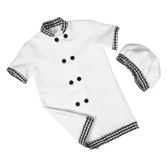 ELAYARD 1 Set Kids Apron and Chef Hat Set in White with Professional Look for Stage Performances