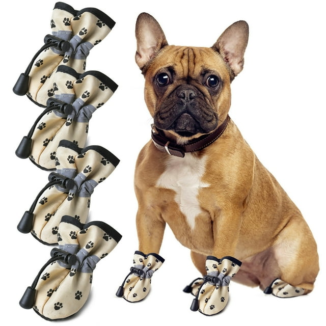 4PCS Dog Shoes Soft Slip-proof Waterproof Dog Paw Design Pet Shoes Puppy Boots