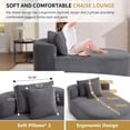 thumbnail image 3 of UHOMEPRO 67.5" Oversized Chaise Lounge Sofa, Gray Corduroy Boneless Couch with Deep Wide Seat and High-Resilience Support, Floor Sofa Bed with 2 Pillows, No Assembly, 3 of 9