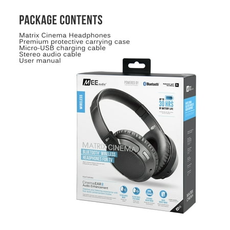 MEE audio - Matrix Cinema Wireless Over-the-Ear Headphones - Black