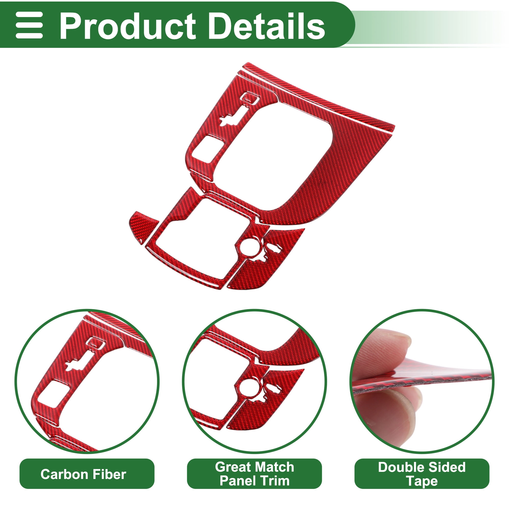 Unique Bargains Central Control Gear Shift Panel Trim Cover for Mazda CX-9 2016-2023 Gear Shift Control Anti-Scratch Panel Sticker Carbon Fiber Red Full Coverage