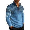 thumbnail image 4 of QHRMKOG Men's Sweatshirt Warm Camouflage Print Half Zip Pullover Loose Fit Sport Stand Collar Sweatshirt Spring Fashion Long Sleeve Tops Blue 4XL, 4 of 8