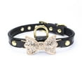 thumbnail image 1 of Diseñador Fancy Cute Leather Shiny Rhinestone Bow Tie Pet Cat Dog Collar Collar Joyería MFZFUKR CPB-US-YY317-11, 1 of 5