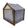 thumbnail image 2 of Geometric Pet House, Flower Portuguese Azulejo Pattern Oriental Influences, Outdoor & Indoor Portable Dog Kennel with Pillow and Cover, 5 Sizes, Violet Blue Orange Green, by Ambesonne, 2 of 5