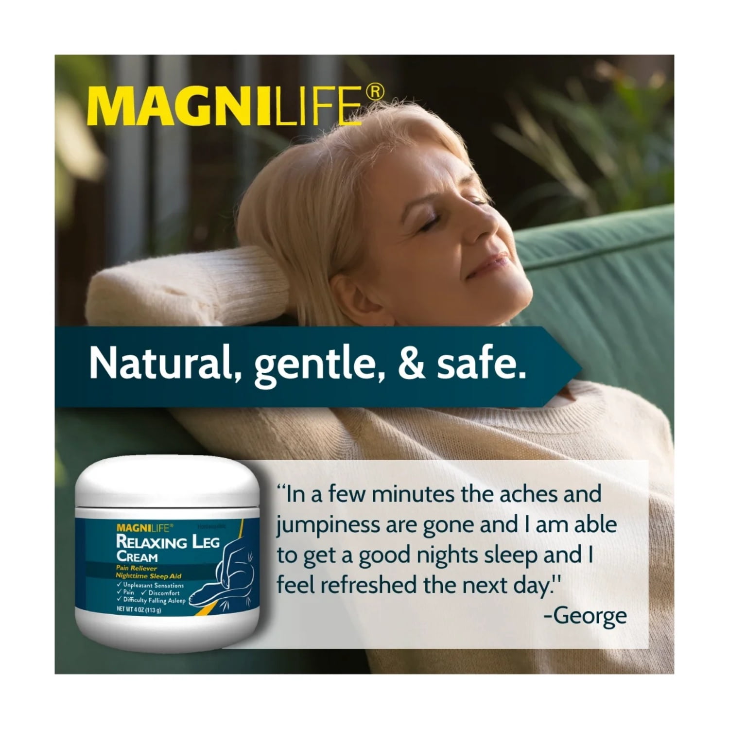MagniLife Relaxing Leg Cream, Pain Reliever, 4 oz