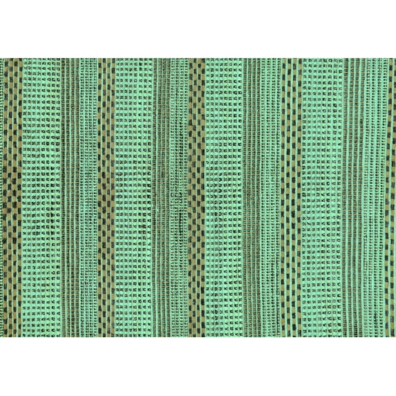 Ahgly Company Machine Washable Indoor Rectangle Oriental Turquoise Blue Modern Area Rugs, 2' x 4'