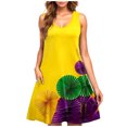 thumbnail image 2 of HOMBOM Yellow Dresses for Women Mid-Length Plus Size Beach Sundress 2024 Carnival Sleeveless Crew Neck Dresses L, 2 of 5