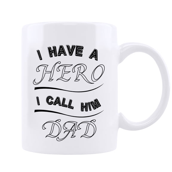 Funnli I Have a Hero I Call Him Dad Ceramic Coffee Mug,Best Father's Day and Birthday Gifts for Dad