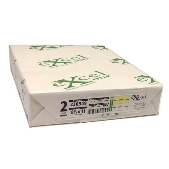 Excel One™ Carbonless 2-Part Reverse Paper (Canary / White), 8.5" x 11" (230949) - One (1) Ream (250 Sets)