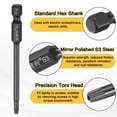 thumbnail image 5 of Uxcell T15 Torx Head Screwdriver Bit 1/4" Hex Shank 3" Long Magnetic with Hole, 5 of 7
