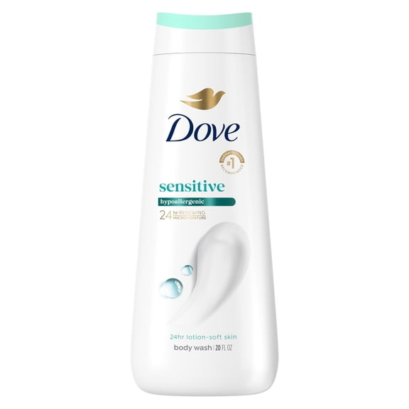 Dove Body Wash For 24hr Lotion-Soft Skin Sensitive Skin Moisturizing Skin Cleanser Gentle Hypoallergenic Formula With No Sulfates No Parabens ,20 fl oz
