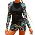 thumbnail image 2 of Hicidod Womens Swimsuits Two Piece Rash Guard Long Sleeve Swimwear Uv Upf 50+ Bathing Suit Fashion Print Swim Shirt with Boyshort Bottom, 2 of 9