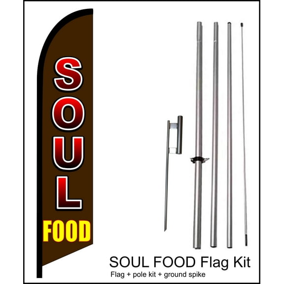 Soul Food Swooper Flag Kit 15 ft Tall for Outdoor Use - by flagsandsigns