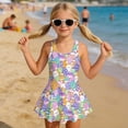 thumbnail image 3 of COEQINE Girls One Piece Swimsuit with Attached Liner, Scoop Neck V-Back Swim Dress for Swim Lessons, Polyester Spandex Bathing Suit for Girls 3-4 Year Olds, Cute Easter Bunny Egg, 3 of 8
