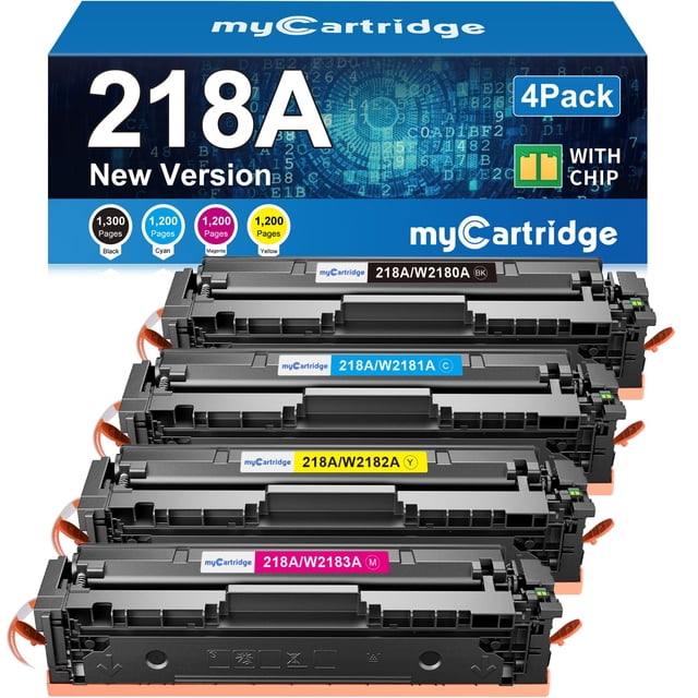 Cartucho de tóner myCartridge 218A, paquete de 4 con chip BCMY