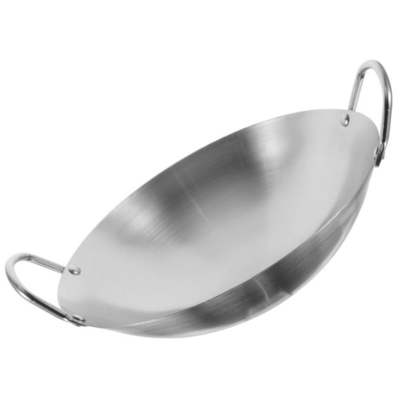 Frying Kitchen Induction Griddle Round Bottom Wok Gas Stove Silver