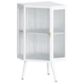 thumbnail image 5 of Storage Corner Cabinet with Tempered Glass Door, Modern Minimalist 2-Tier Floor Cabinet with Adjustable Shelf, Side Cabinet for Bathroom, Living Room, Bedroom, Dining Room, White, 5 of 8
