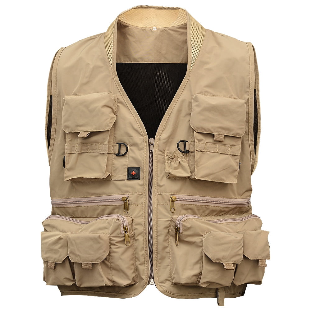 Xysaqa Men's Outdoors Travel Sports Multi-Pockets Work Fishing Vests Photo  Cargo Lightweight Vest Outerwear Sleeveless Jacket for Golfs M-5XL Big 