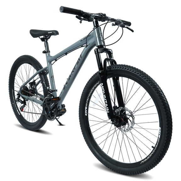 JERFIT All Terrain Mountain Bike for Men and Women, 21 Speed Disc Brakes Carbon Steel Frame, Black Grey Outdoor Cycling