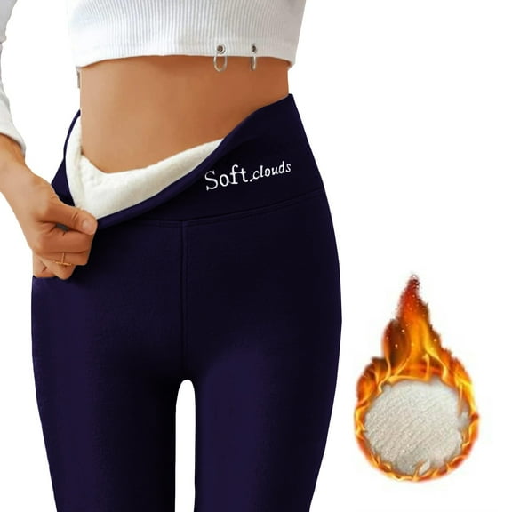 Winter Warm Fleece Lined Leggings Women,Thick Thermal Tights Navy S
